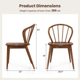 Wooden Dining Chair Set of 2 with High Spindle Back and Wide Seat-Walnut