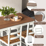 5-Piece Wooden Dining Set with Rectangular Table and 4 Chairs-Coffee