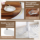 Wooden Dining Table with Round Tabletop and Curved Trestle Legs-Walnut & White