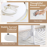 Wooden Dining Table with Round Tabletop and Curved Trestle Legs-White