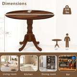 Wooden Dining Table with Round Tabletop and Curved Trestle Legs-Walnut