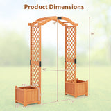 Wooden Garden Arbor with Planter and Trellis for Climbing Plants Decorations-Orange