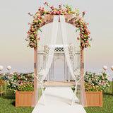 Wooden Garden Arbor with Planter and Trellis for Climbing Plants Decorations-Orange