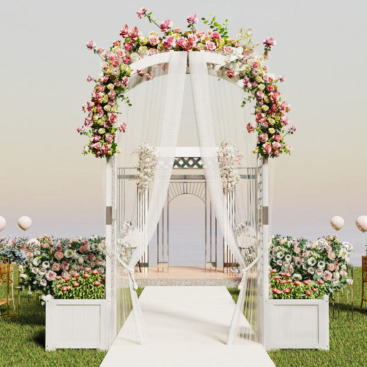 Wooden Garden Arbor with Planter and Trellis for Climbing Plants Decorations-White