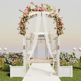 Wooden Garden Arbor with Planter and Trellis for Climbing Plants Decorations-White