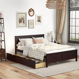 Full Size Bed Frame with Storage Drawers and Solid Wood Headboard-Espresso