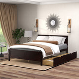 Full Size Bed Frame with Storage Drawers and Solid Wood Headboard-Espresso
