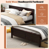 Full Size Bed Frame with Storage Drawers and Solid Wood Headboard-Espresso