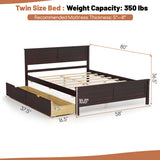 Full Size Bed Frame with Storage Drawers and Solid Wood Headboard-Espresso