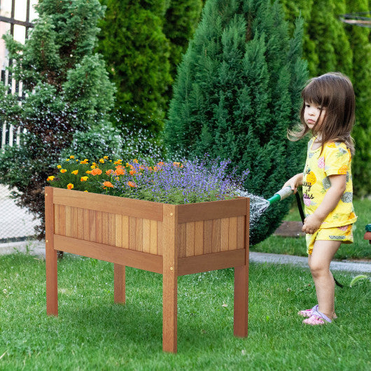 Wooden Raised Garden Bed Solid Wood Elevated Planter Box with Legs