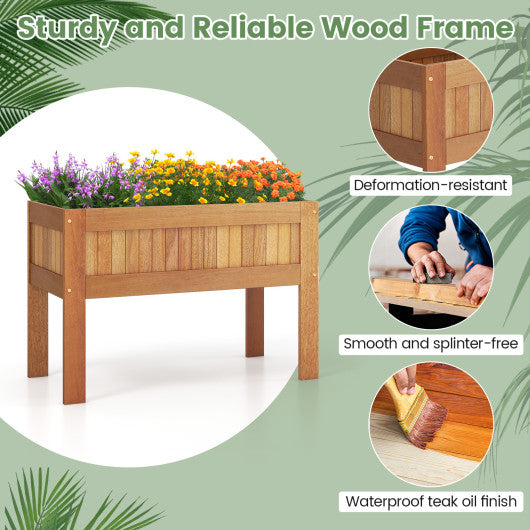 Wooden Raised Garden Bed Solid Wood Elevated Planter Box with Legs