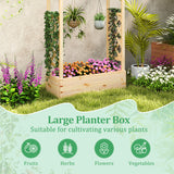 Wooden Raised Garden Bed Planter Box with Trellis and Hanging Roof