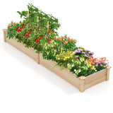 Wooden Raised Garden Bed with 2 Planter Boxes and Dividers-Natural