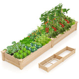 Wooden Raised Garden Bed with 2 Planter Boxes and Dividers-Natural