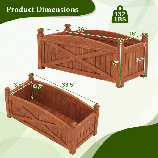 Wooden Raised Garden Bed  Drainage Holes for Patio Garden-L