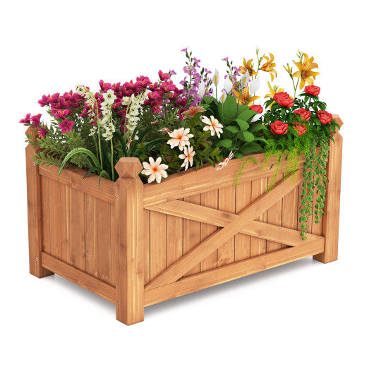 Wooden Raised Garden Bed  Drainage Holes for Patio Garden-S
