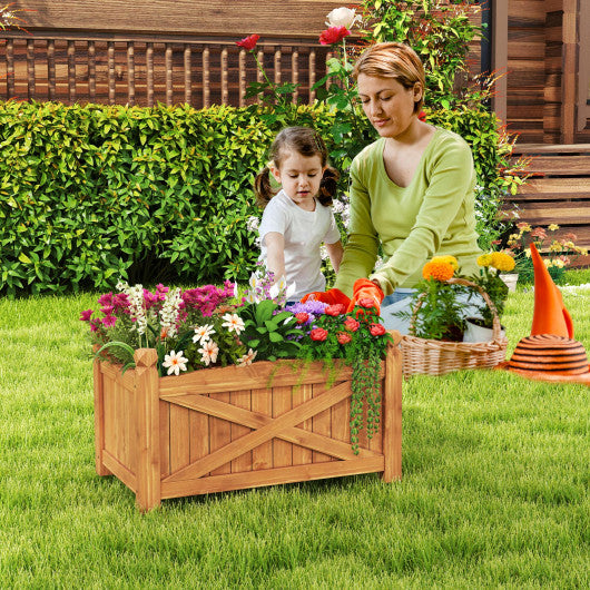 Wooden Raised Garden Bed  Drainage Holes for Patio Garden-S
