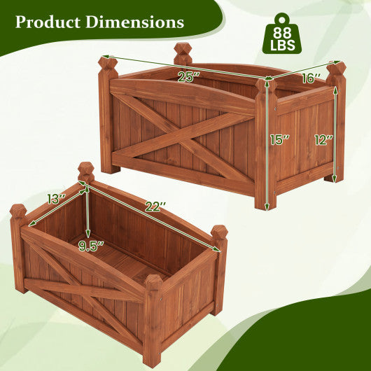 Wooden Raised Garden Bed  Drainage Holes for Patio Garden-S
