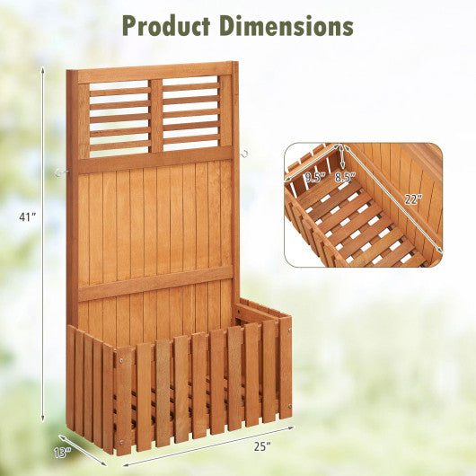 Wooden Raised Garden Bed with Privacy Screen