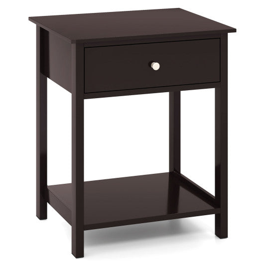 Wooden Storage Shelf with Drawer for Bedroom and Living Room-Brown
