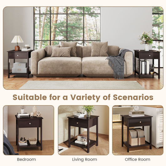 Wooden Storage Shelf with Drawer for Bedroom and Living Room-Brown