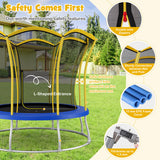 10 Feet Unique Flower Shape Trampoline with Galvanized Steel Frame-Yellow