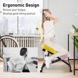Adjustable Ergonomic Kneeling Chair with Upgraded Gas Spring Rod and Thick Foam Cushions-Yellow