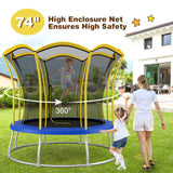 8 Feet Outdoor Unique Flower Shape Trampoline with Enclosure Net-Yellow