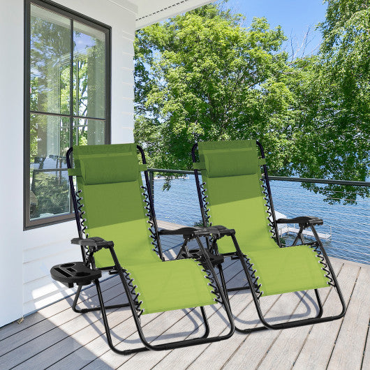 Outdoor Folding Zero Gravity Reclining Lounge Chair-Green