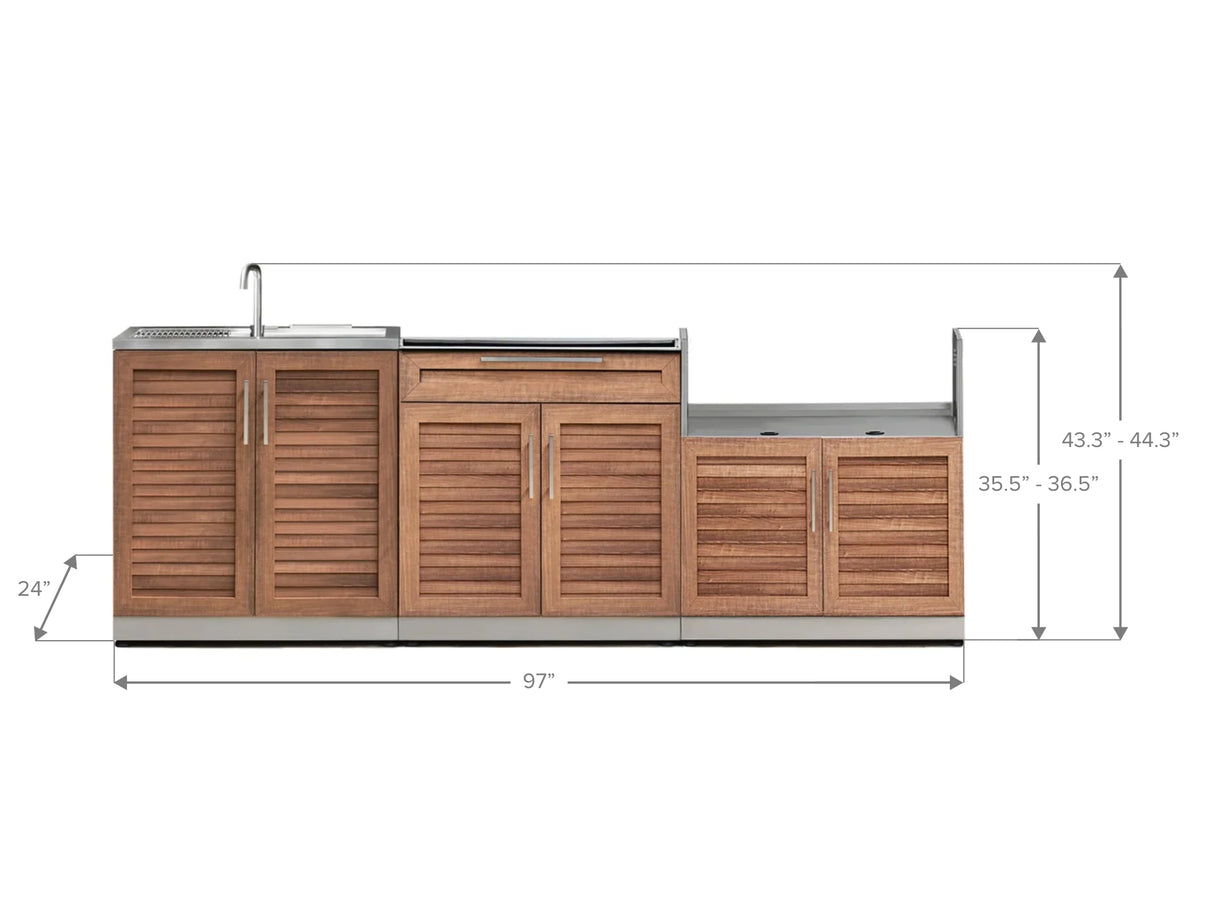 Outdoor Kitchen Stainless Steel 3 Piece Cabinet Set with Sink, 2-Door Drawer and Grill Cabinet