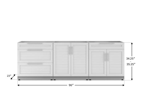 Outdoor Kitchen Stainless Steel 3 Piece Cabinet Set with 2-Door, 2-Door Drawer and 3-Drawer Cabinet