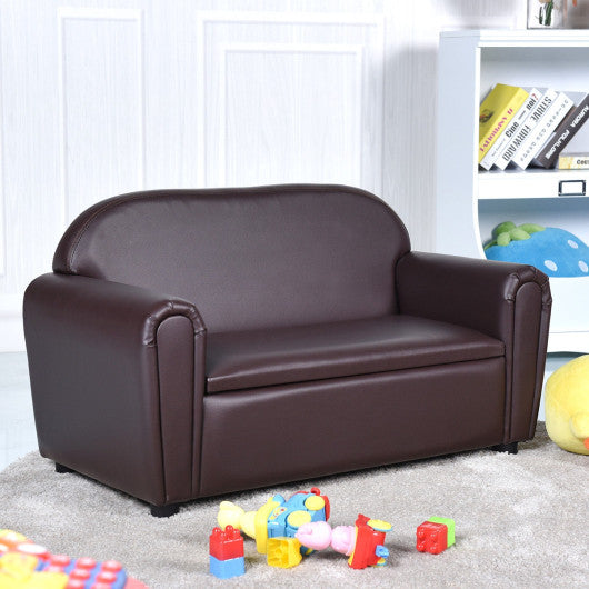 Kids Sofa Armrest Chair with Storage Function-Brown