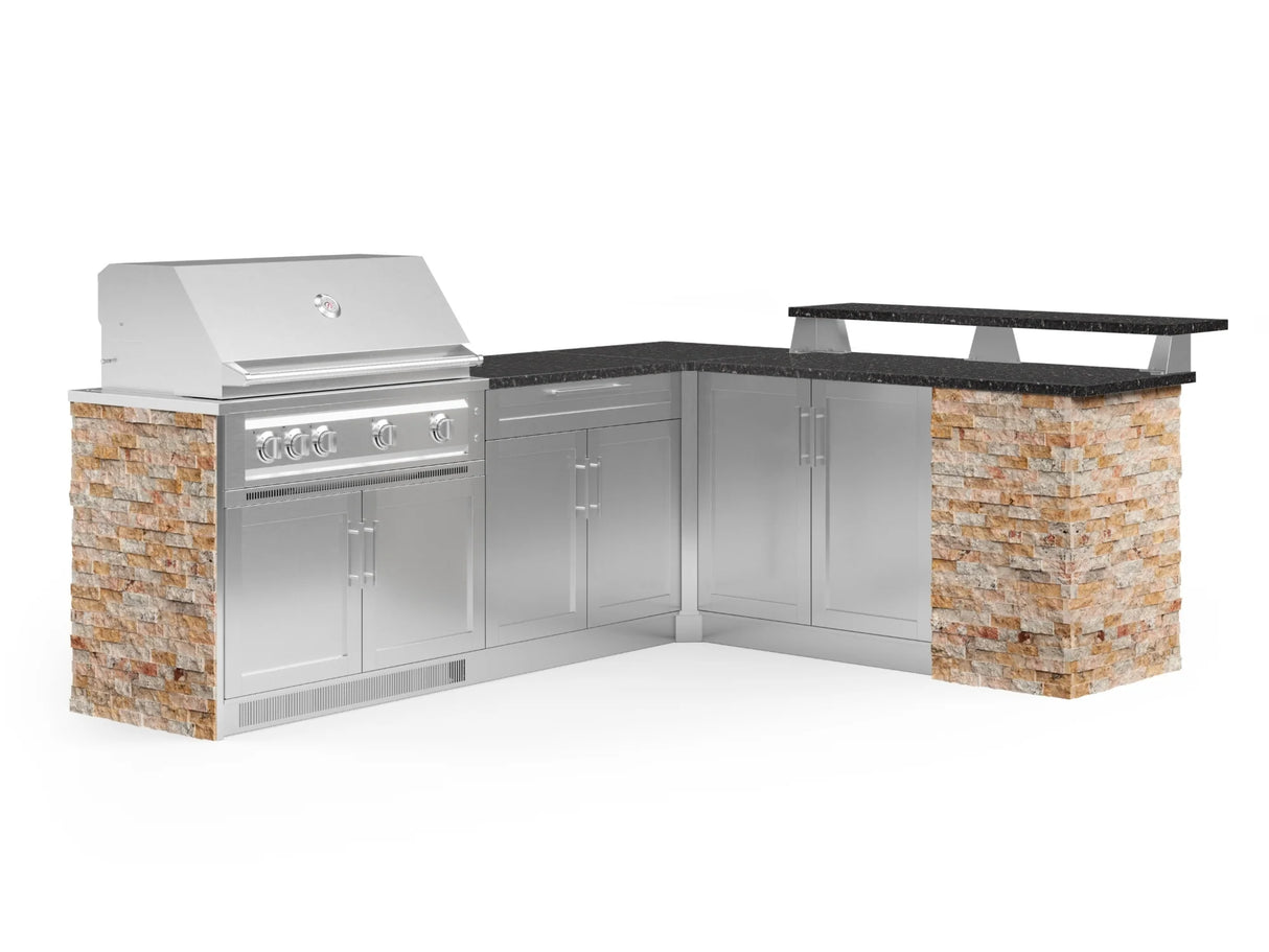 Outdoor Kitchen Signature Series 8 Piece L Shape Cabinet Set with 2 Door, Bar, Platinum Grill and Grill Cabinet