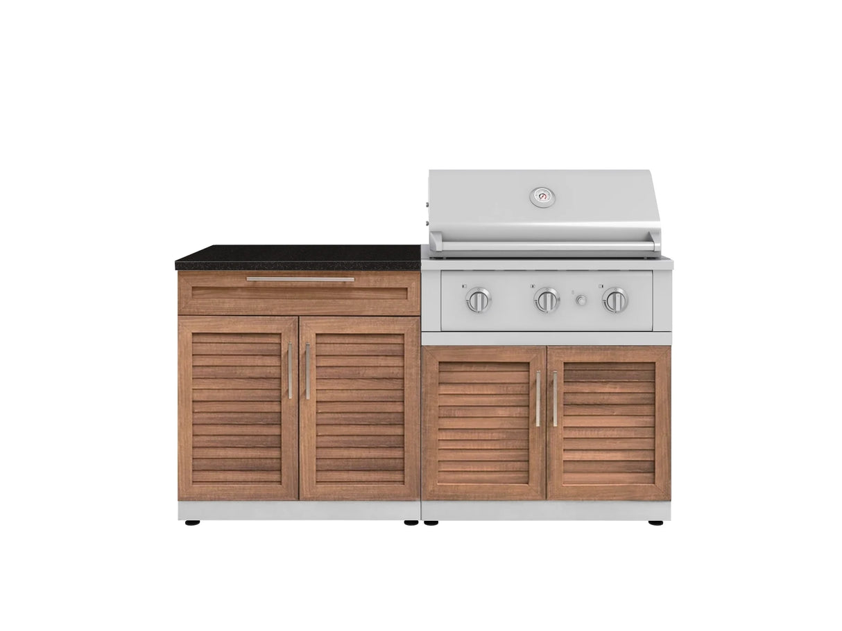 Outdoor Kitchen Stainless-Steel 4 Piece Cabinet Set with Bar, Grill Cabinet, Performance Grill, and Countertop