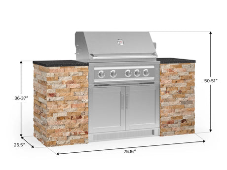 Outdoor Kitchen Signature Series 6 Piece Cabinet Set with Platinum Grill and Grill Cabinet