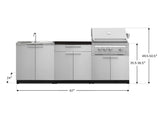 Outdoor Kitchen Stainless-Steel 5 Piece Cabinet Set with Sink, 2-Door with Drawer, Grill Cabinet, Platinum Grill and Countertop