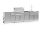 Outdoor Kitchen Signature Series 10 Piece Cabinet Set with 1 Door, Dual Side Burner, 3 Drawer, Sink, Grill and Grill Cabinet