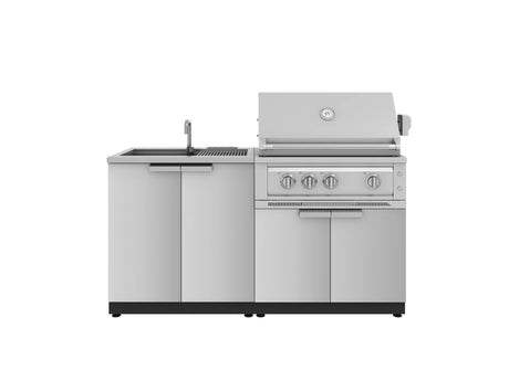 Outdoor Kitchen Stainless Steel 3 Piece Cabinet Set with Sink, Grill Cabinet and Platinum Grill