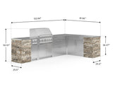 Outdoor Kitchen Signature Series 11 Piece L Shaped Cabinet Set with 3 Drawer, Bar, Dual Side Burner, Grill and Grill Cabinet