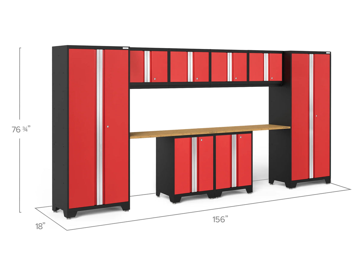 Bold Series 10 Piece Cabinet Set with Base, Wall Cabinet, 30 In. Locker and Worktop