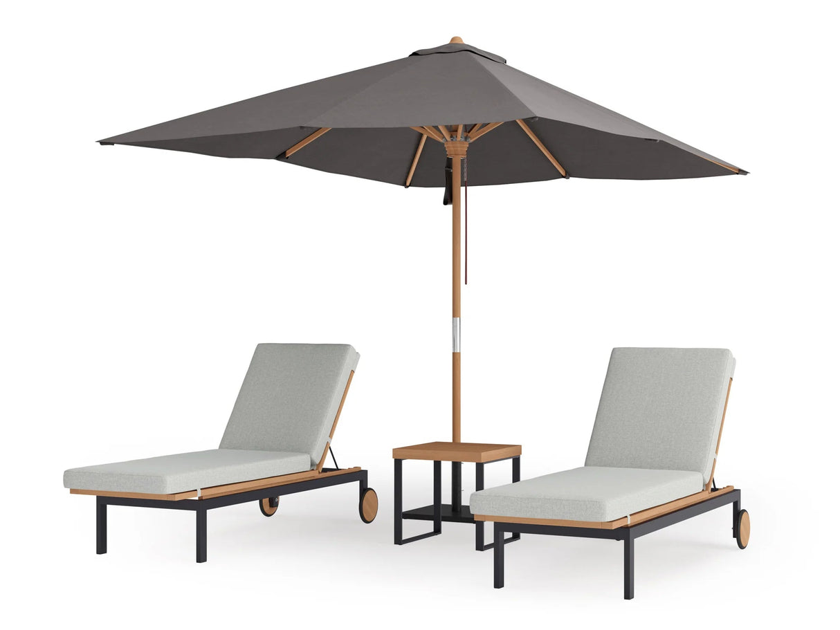 Monterey Chaise Lounge (Set of 2) with Side Table and Umbrella