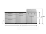 Outdoor Kitchen Stainless-Steel 5 Piece Cabinet Set with 3 Drawer, 2-Door with Drawer, Performance Grill, Grill Cabinet and Countertop