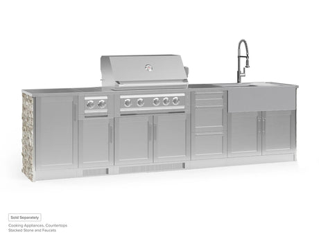 Outdoor Kitchen Signature Series 7 Piece Cabinet Set with Dual Side Burner and Sink Cabinet