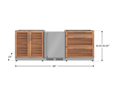 Outdoor Kitchen Stainless Steel 3 Piece Cabinet Set with 3-Drawer, 2-Door Cabinet and Fridge