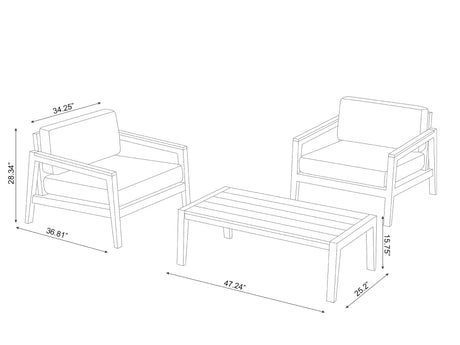 Rhodes 2 Seater Chat Set with Coffee Table