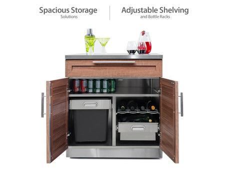 Outdoor Kitchen Stainless Steel 2 Piece Cabinet Set with 2-Door and Bar Cabinet