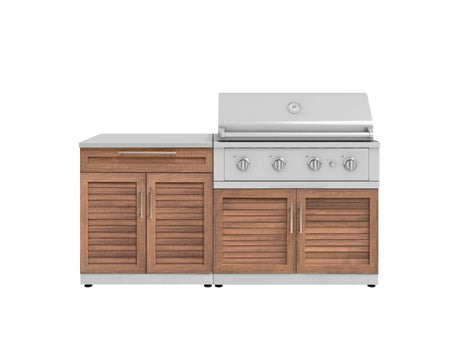 Outdoor Kitchen Stainless-Steel 4 Piece Cabinet Set with Bar, Grill Cabinet, Performance Grill, and Countertop