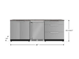 Outdoor Kitchen Stainless Steel 5 Piece Cabinet Set with 3-Drawer, 2-Door Cabinet, Countertops and Fridge