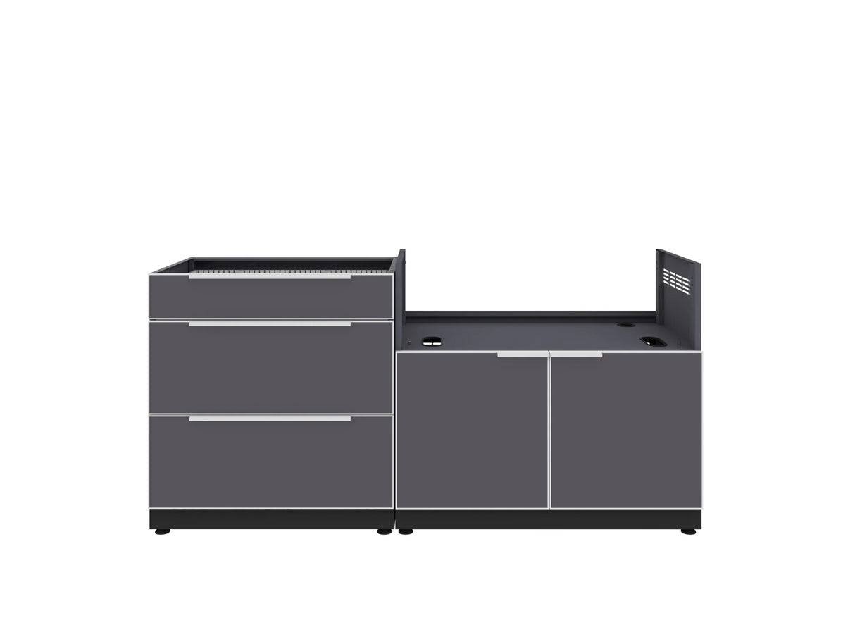 Outdoor Kitchen Aluminum 2 Piece Cabinet Set with 3 Drawer and Grill Cabinet