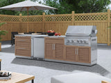 Outdoor Kitchen Stainless Steel 6-Piece Cabinet Set with Platinum Grill, Dual Side Burner, Bar and Grill Cabinet and Stainless Steel Countertop